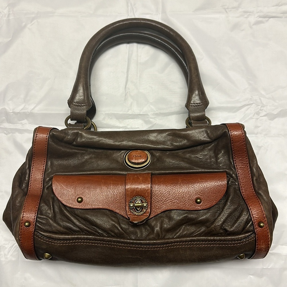 Chloe Leather Maggie Frame Satchel